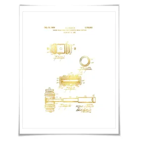 Judge's Gavel Gold Foil Patent Art Print. 7 Foil Colours. Lawyer. Legal. Law Firm.