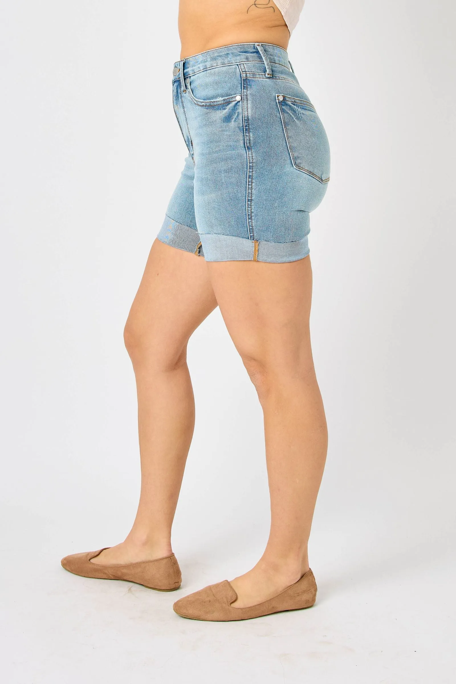 Judy Blue Reg/Plus High Waist Tummy Control Cool Denim Shorts