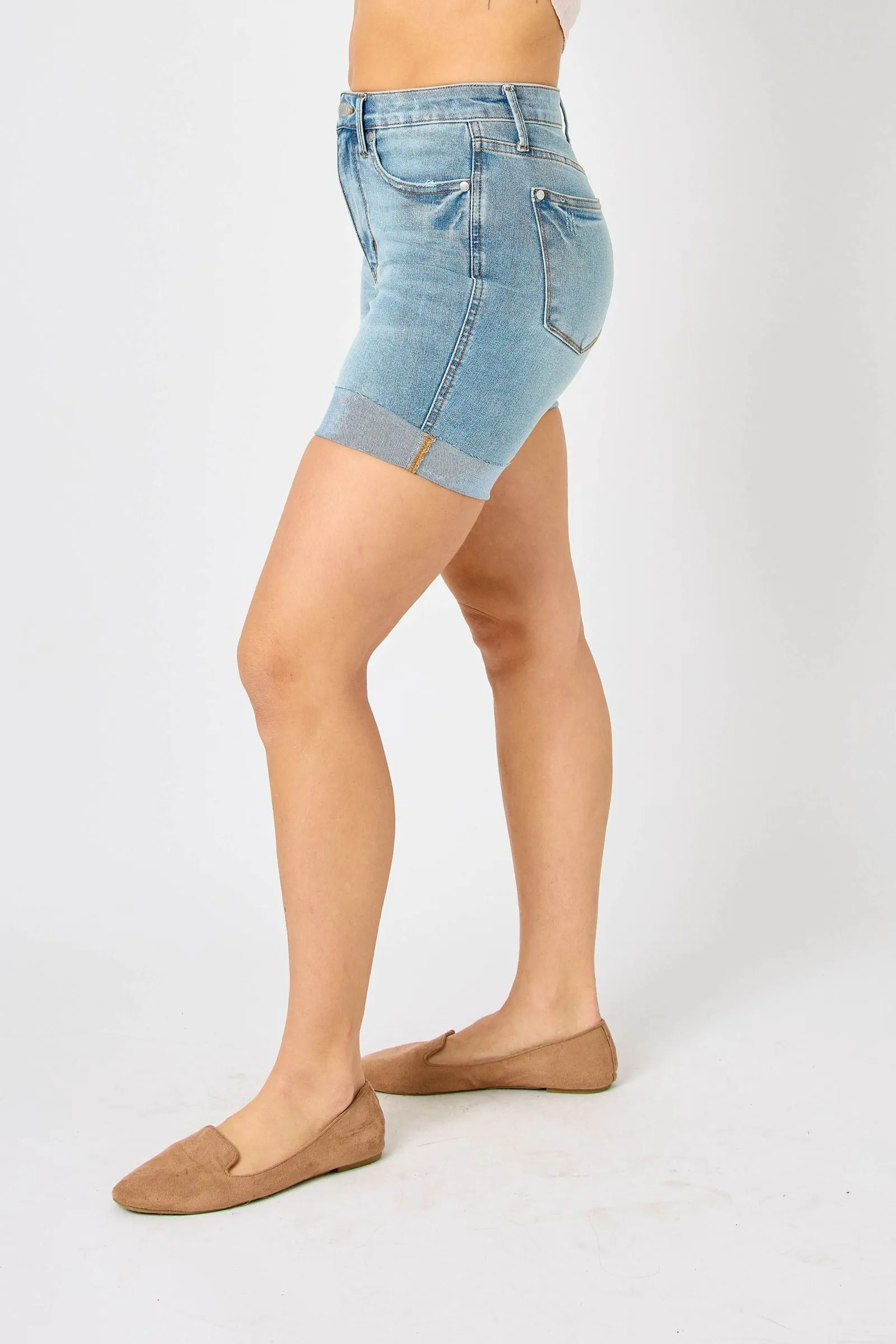 Judy Blue Reg/Plus High Waist Tummy Control Cool Denim Shorts