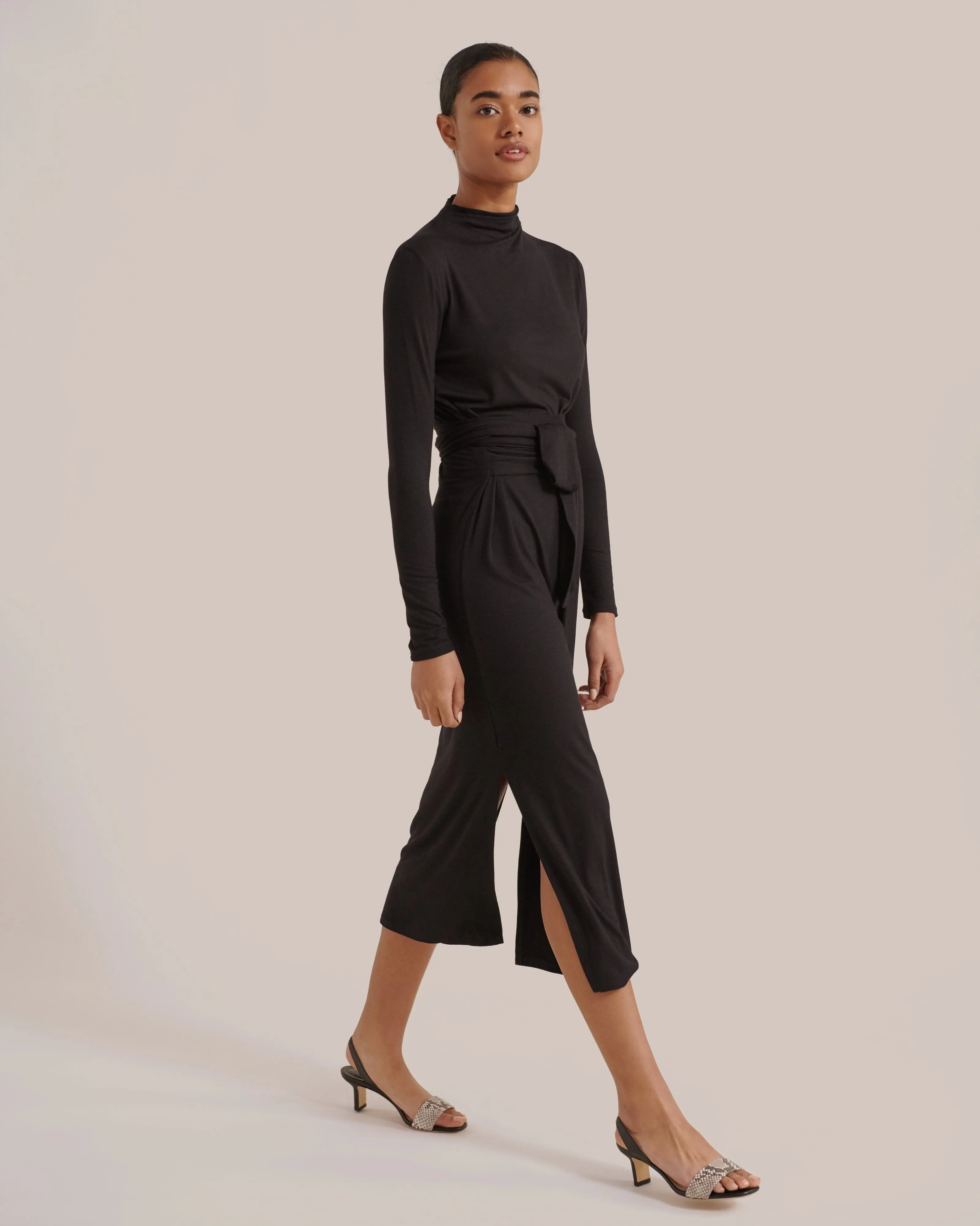 Kennedy Long-Sleeve Tie-Front Dress