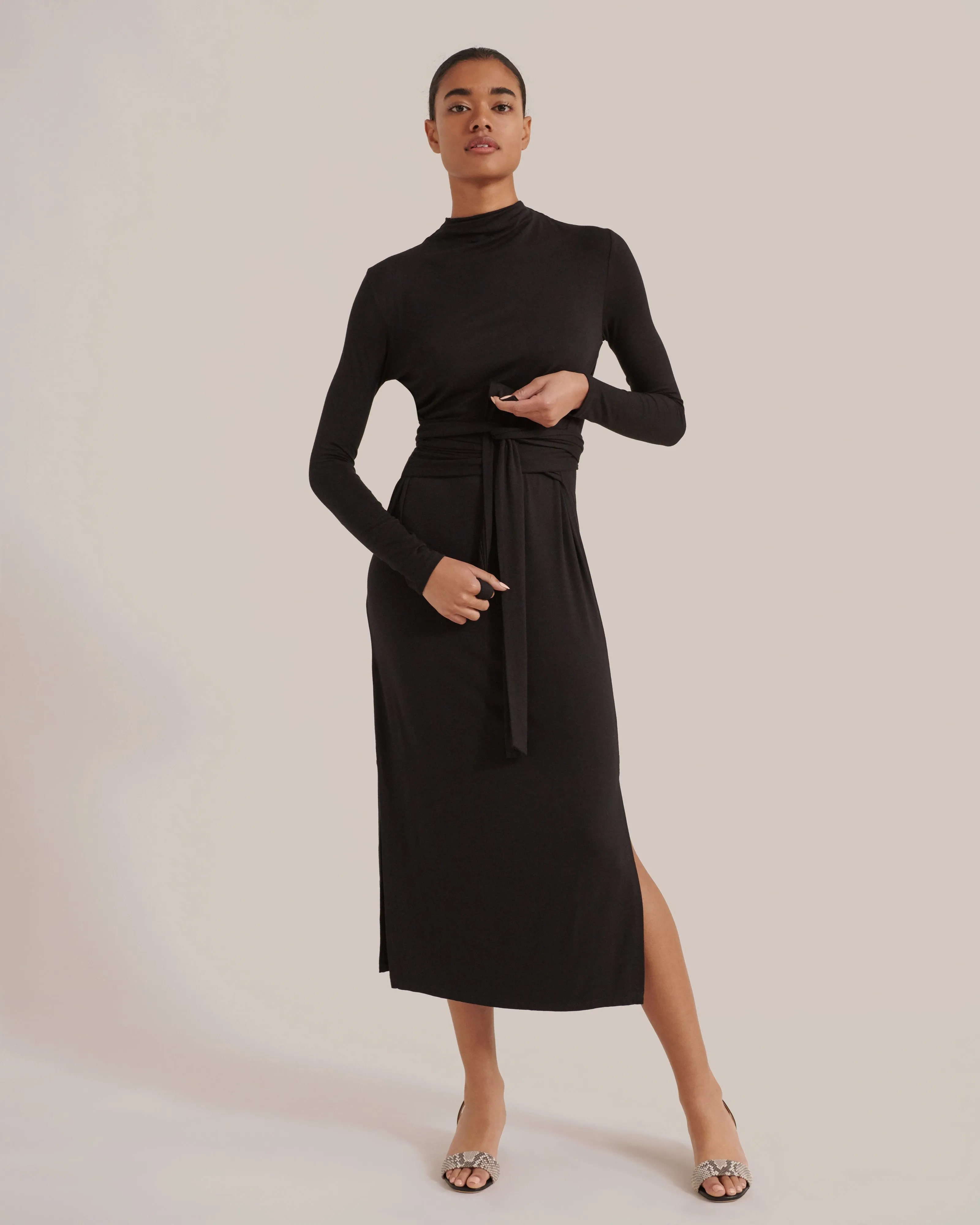 Kennedy Long-Sleeve Tie-Front Dress