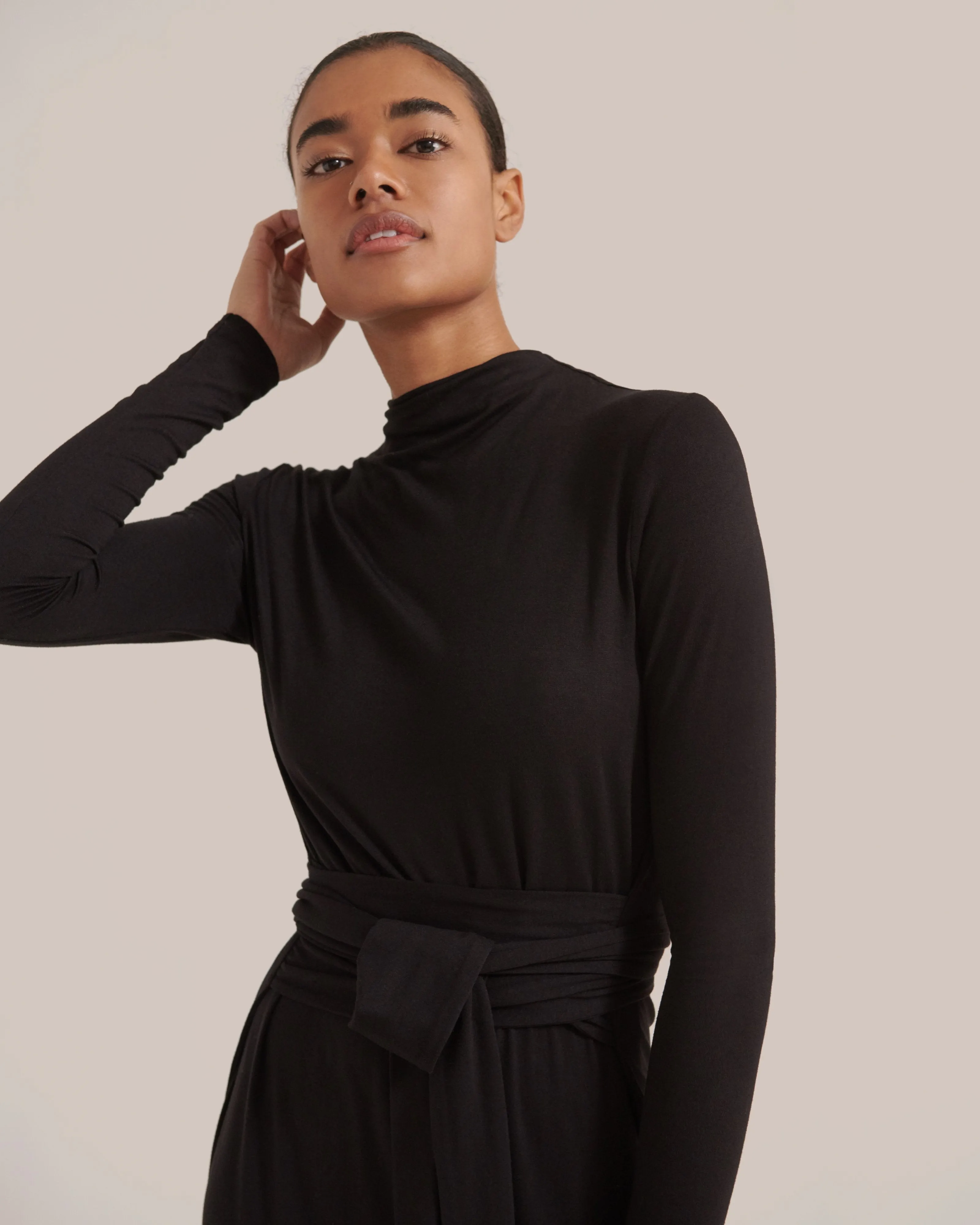 Kennedy Long-Sleeve Tie-Front Dress