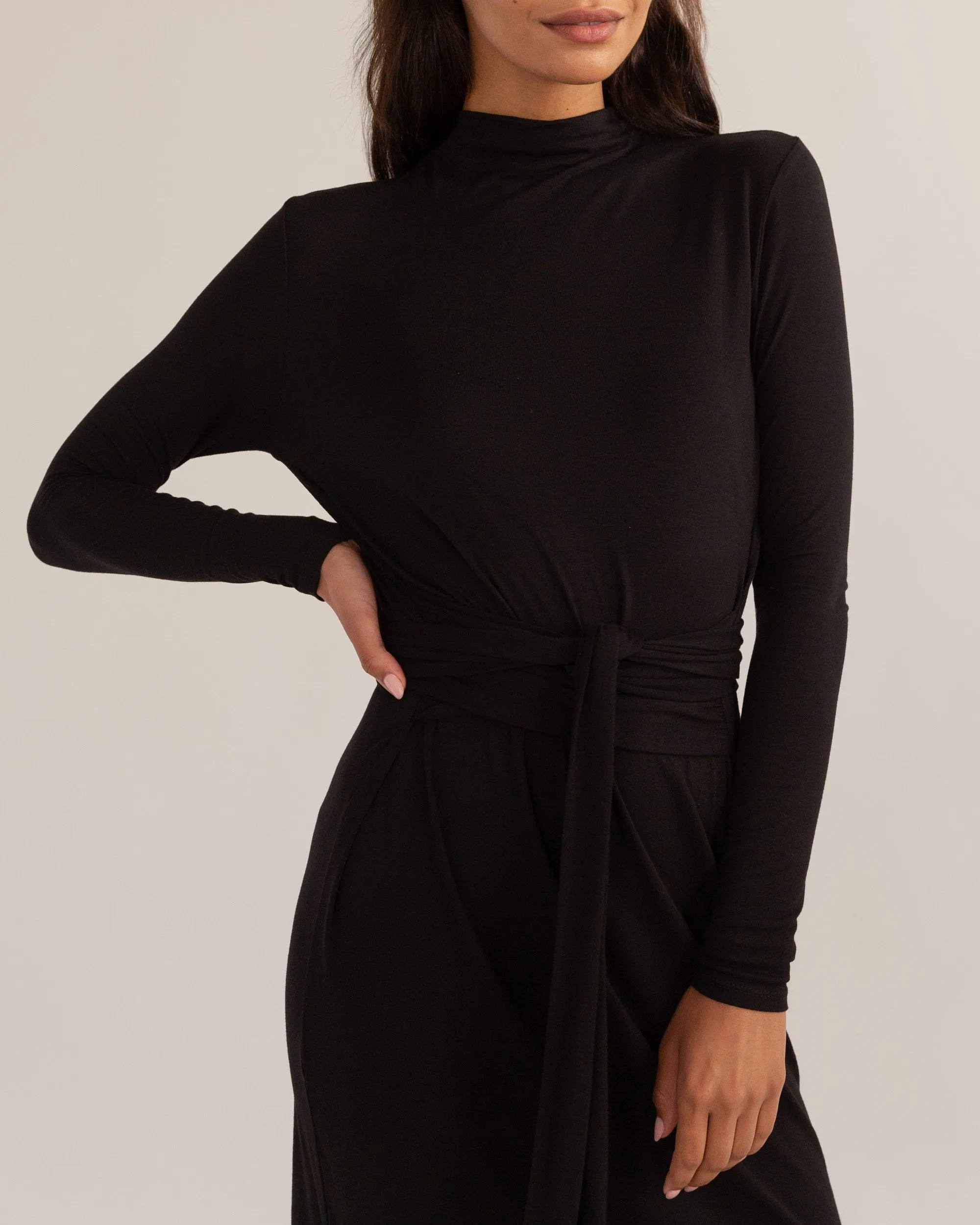 Kennedy Long-Sleeve Tie-Front Dress