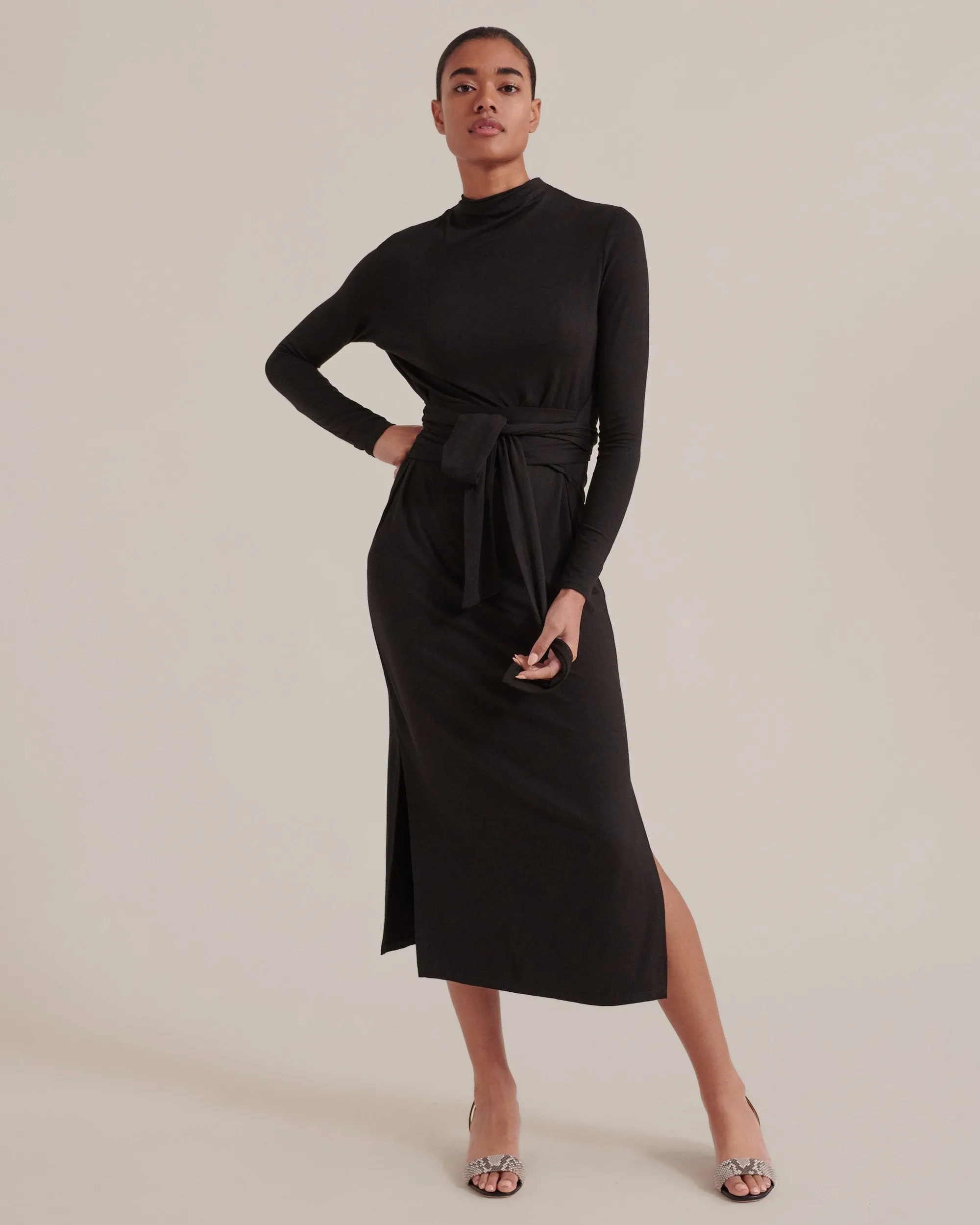 Kennedy Long-Sleeve Tie-Front Dress