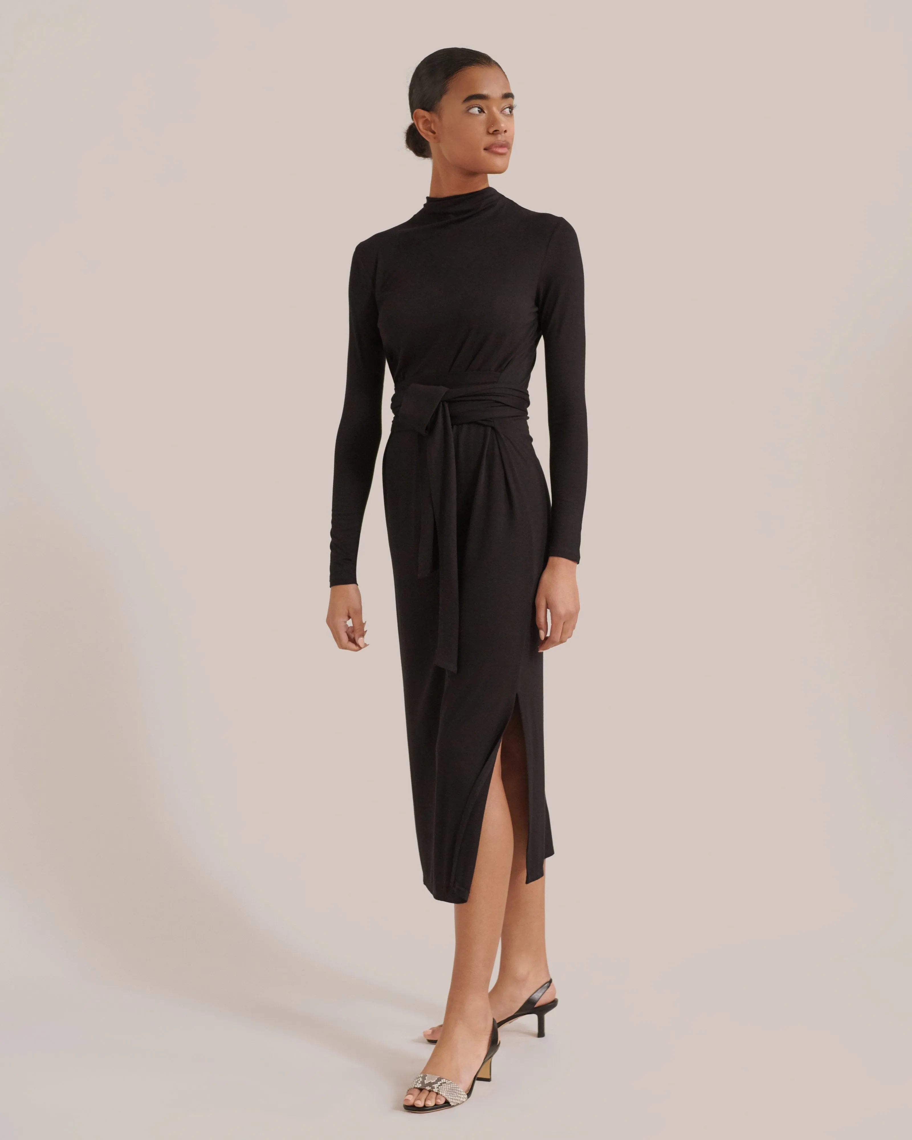 Kennedy Long-Sleeve Tie-Front Dress