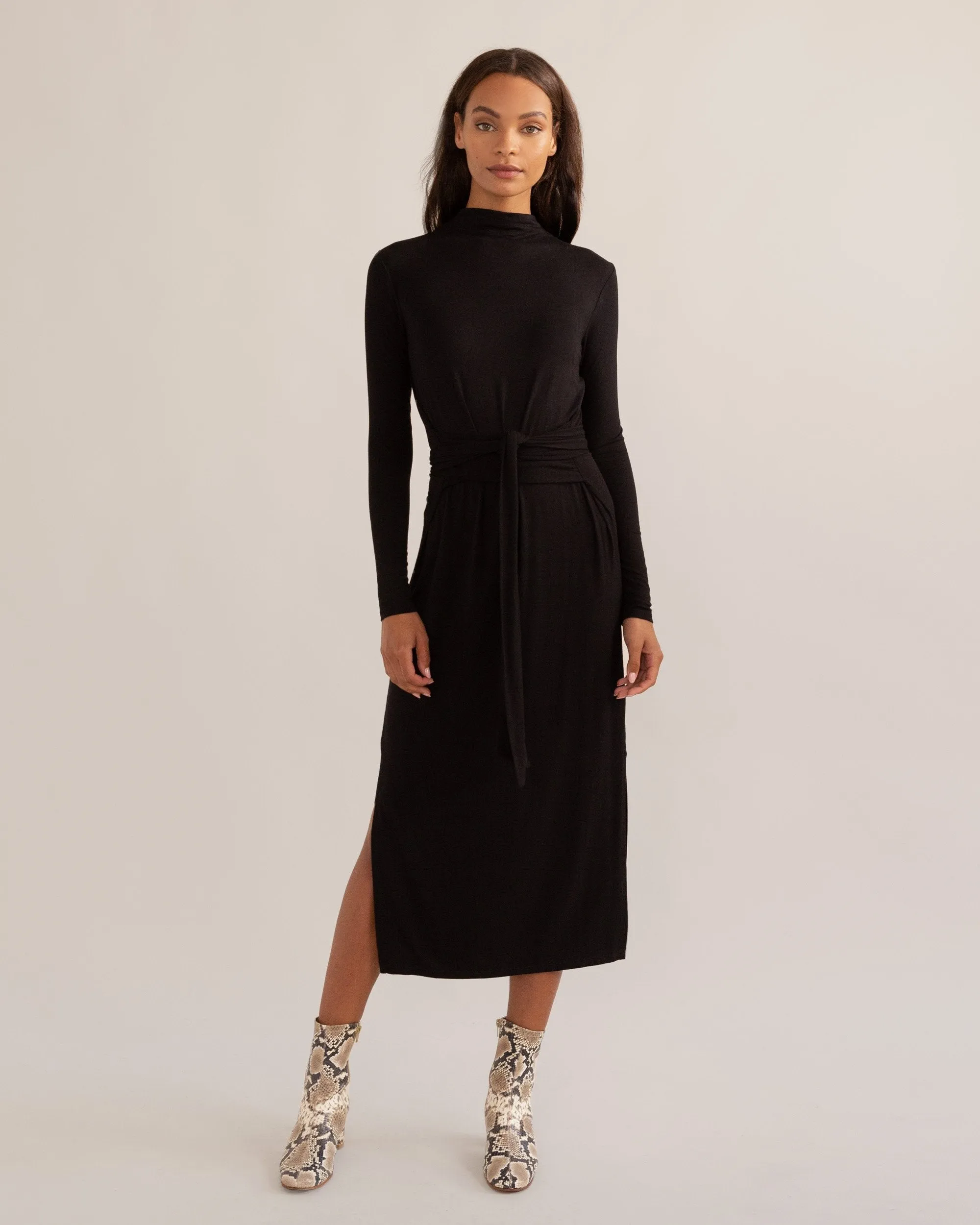 Kennedy Long-Sleeve Tie-Front Dress