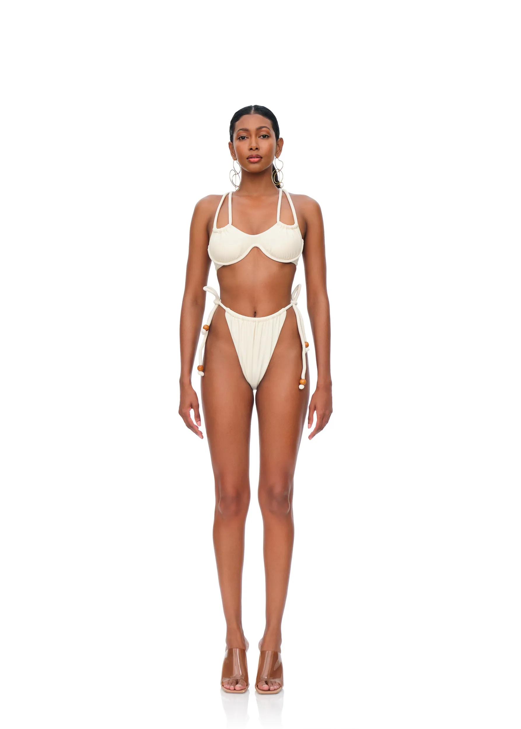 Lani High Waisted String Bikini | Ivory