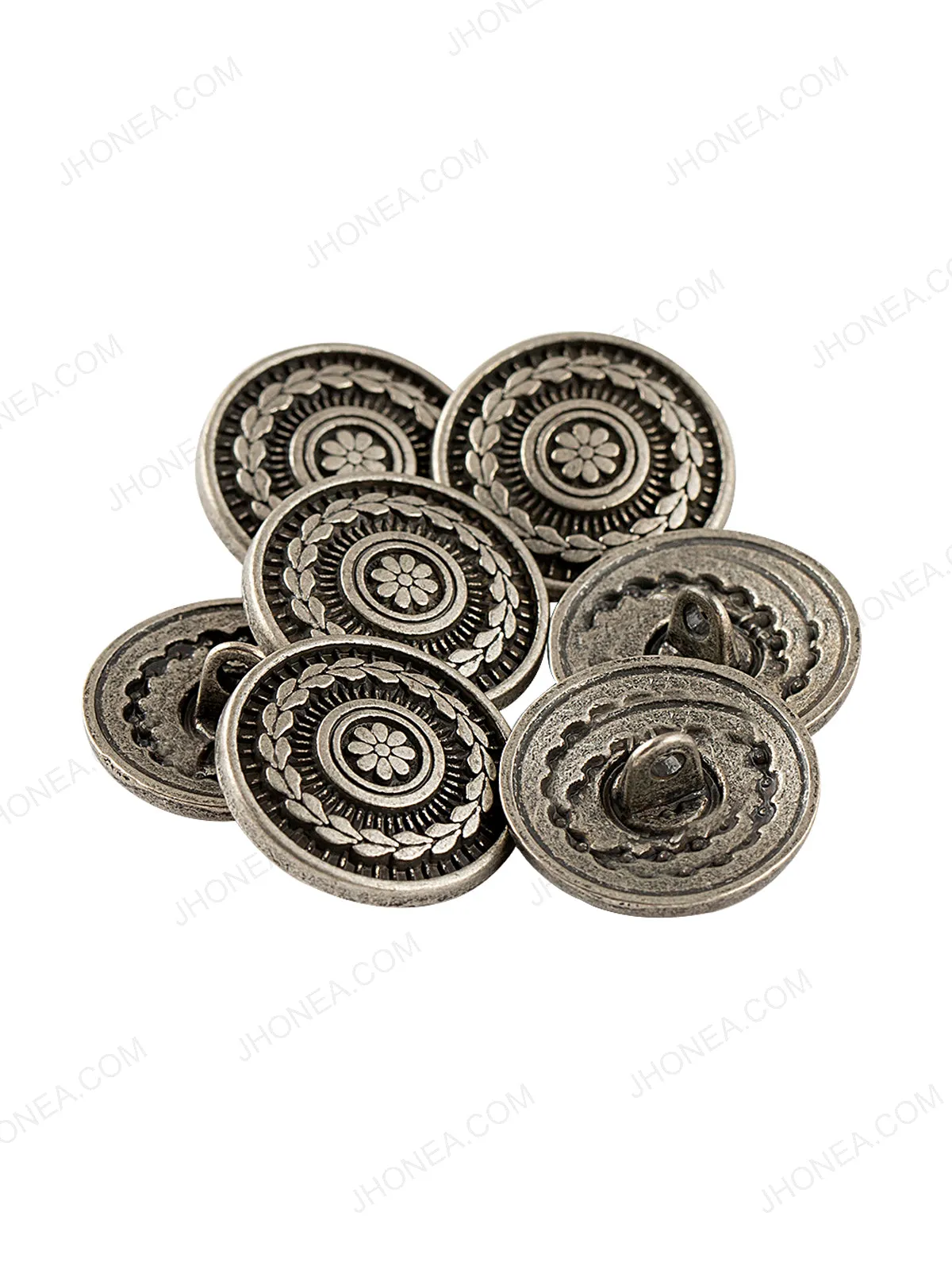 Leaf Wreath Design Antique Silver Coat Button