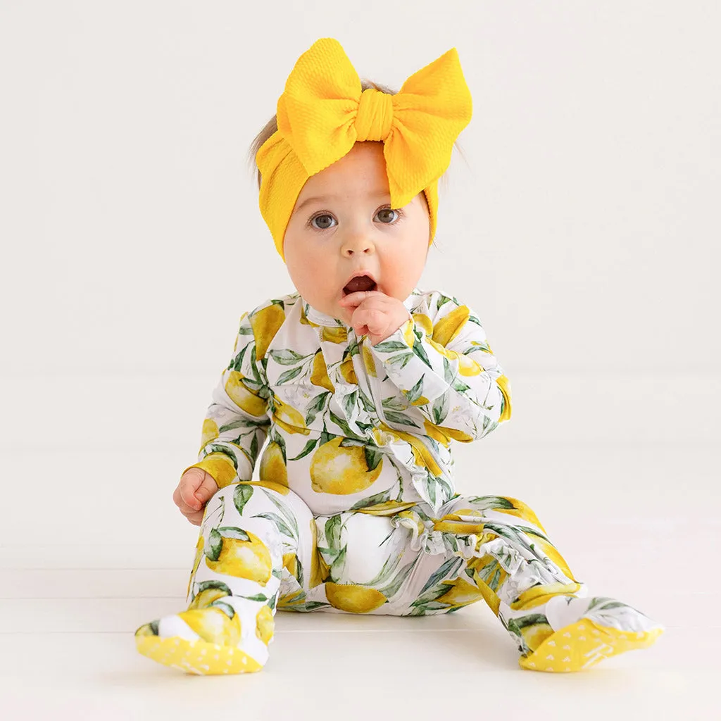 Limoncello Footie Ruffled Zippered One Piece