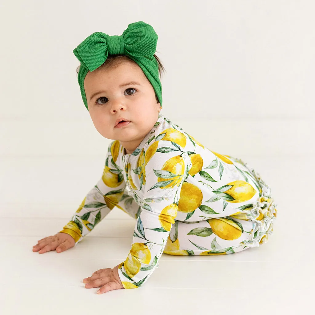 Limoncello Footie Ruffled Zippered One Piece