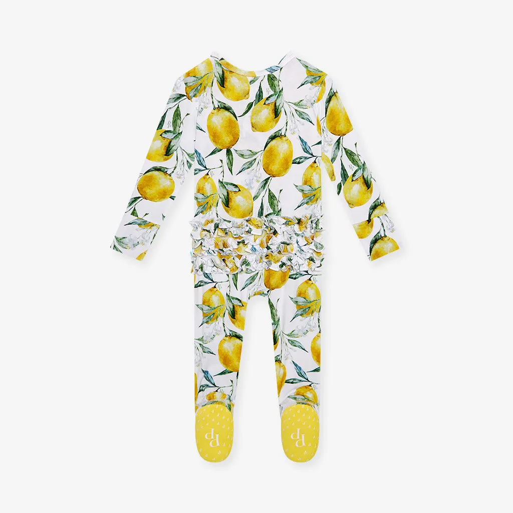 Limoncello Footie Ruffled Zippered One Piece