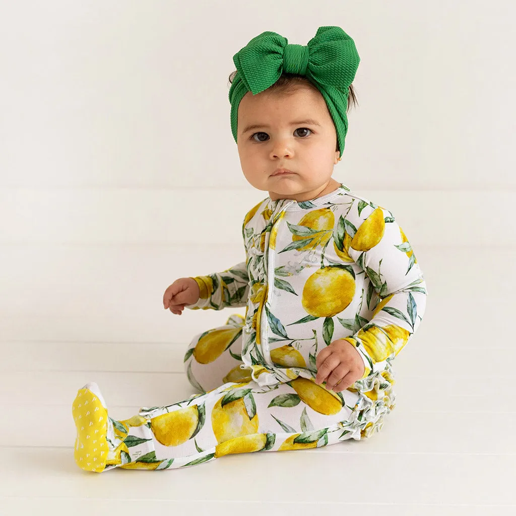 Limoncello Footie Ruffled Zippered One Piece