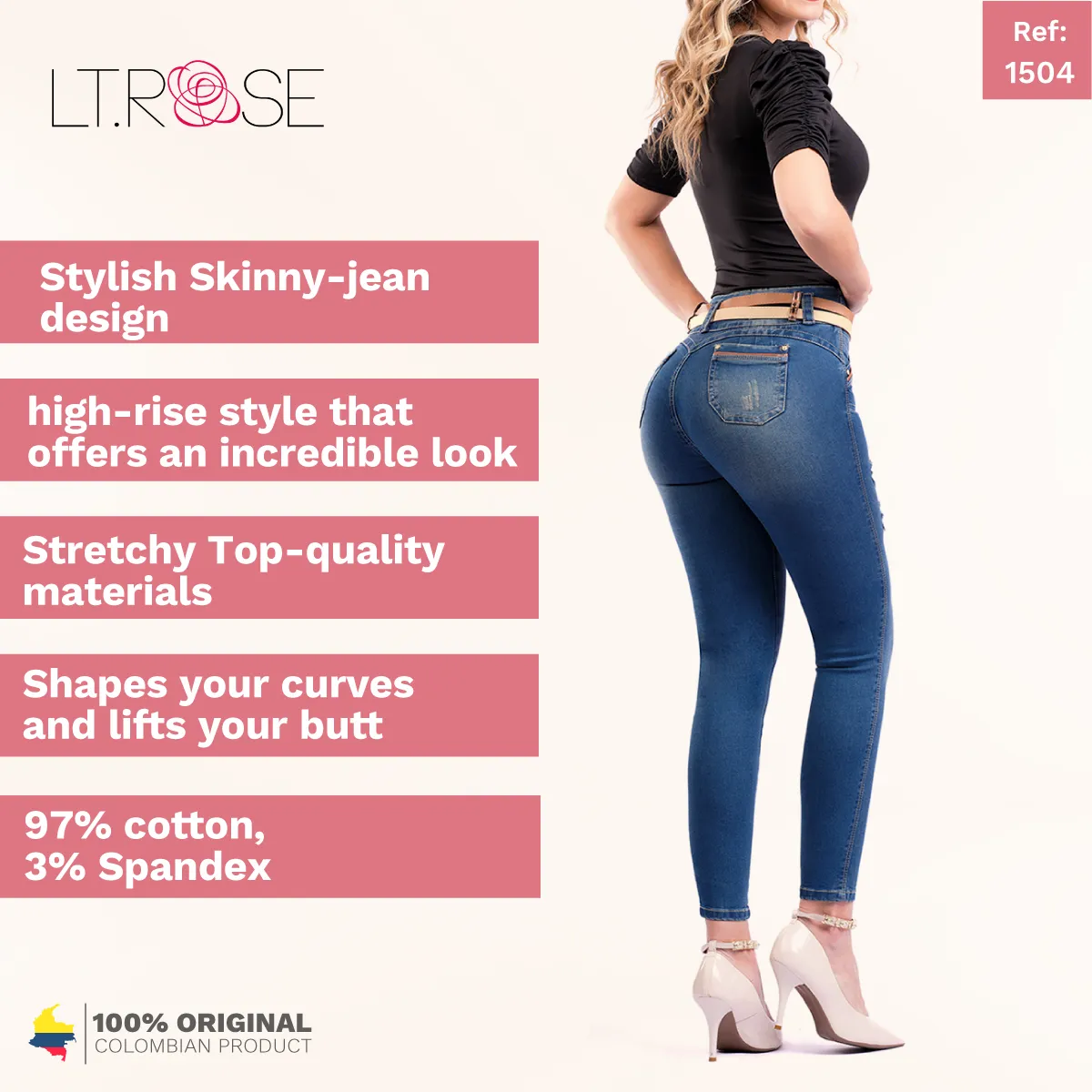 LT. Rose 1504 |  Ripped Skinny Butt Lifting Jeans for Women