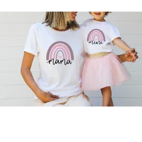 MAMA & MINI RAINBOW WHITE  T-SHIRT