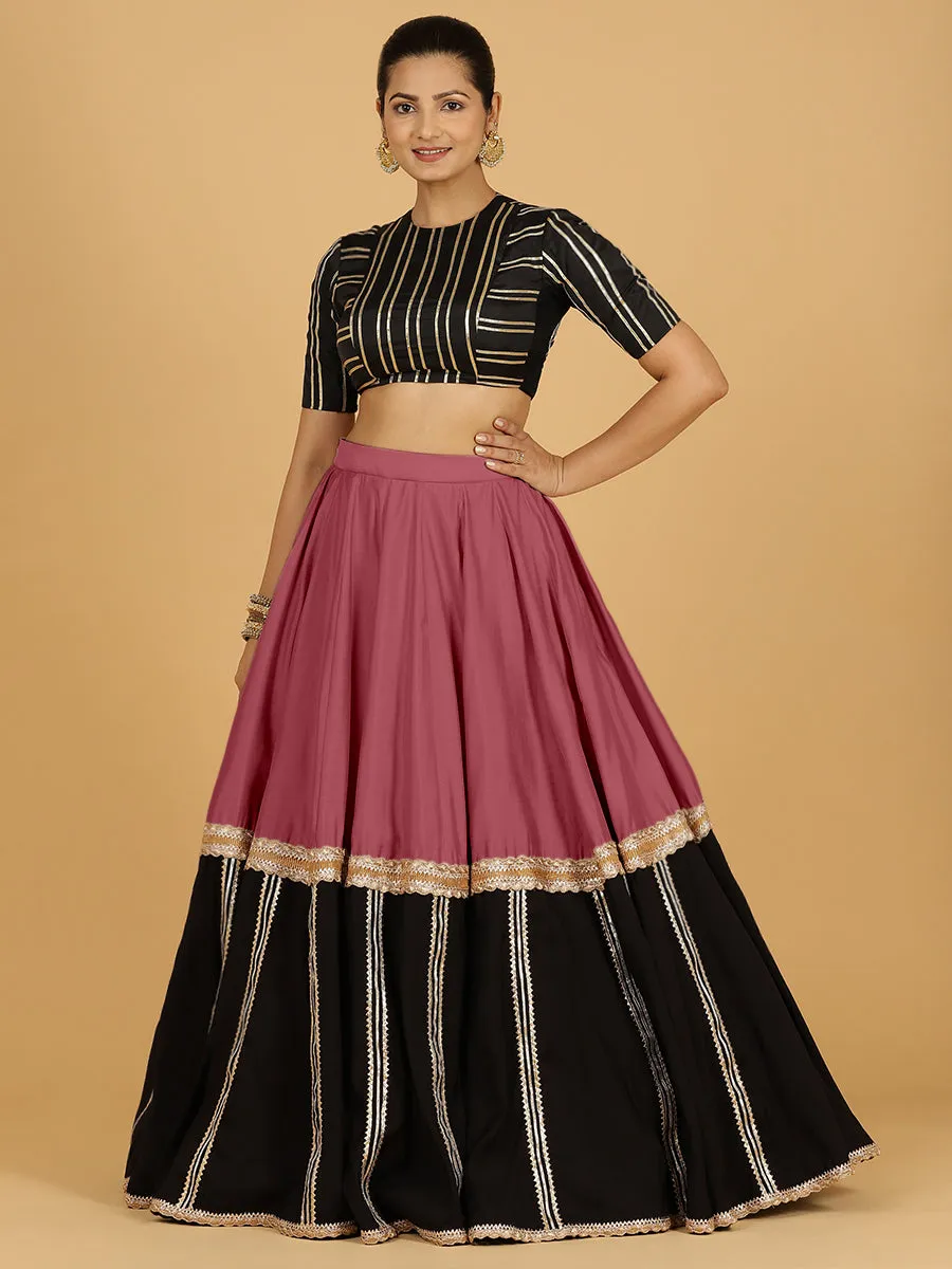 Mastani x Tyohaar | Rose Pink Panelled Lehenga Skirt