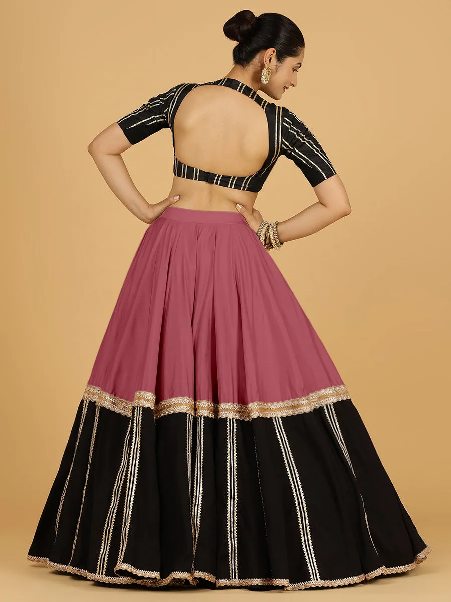 Mastani x Tyohaar | Rose Pink Panelled Lehenga Skirt