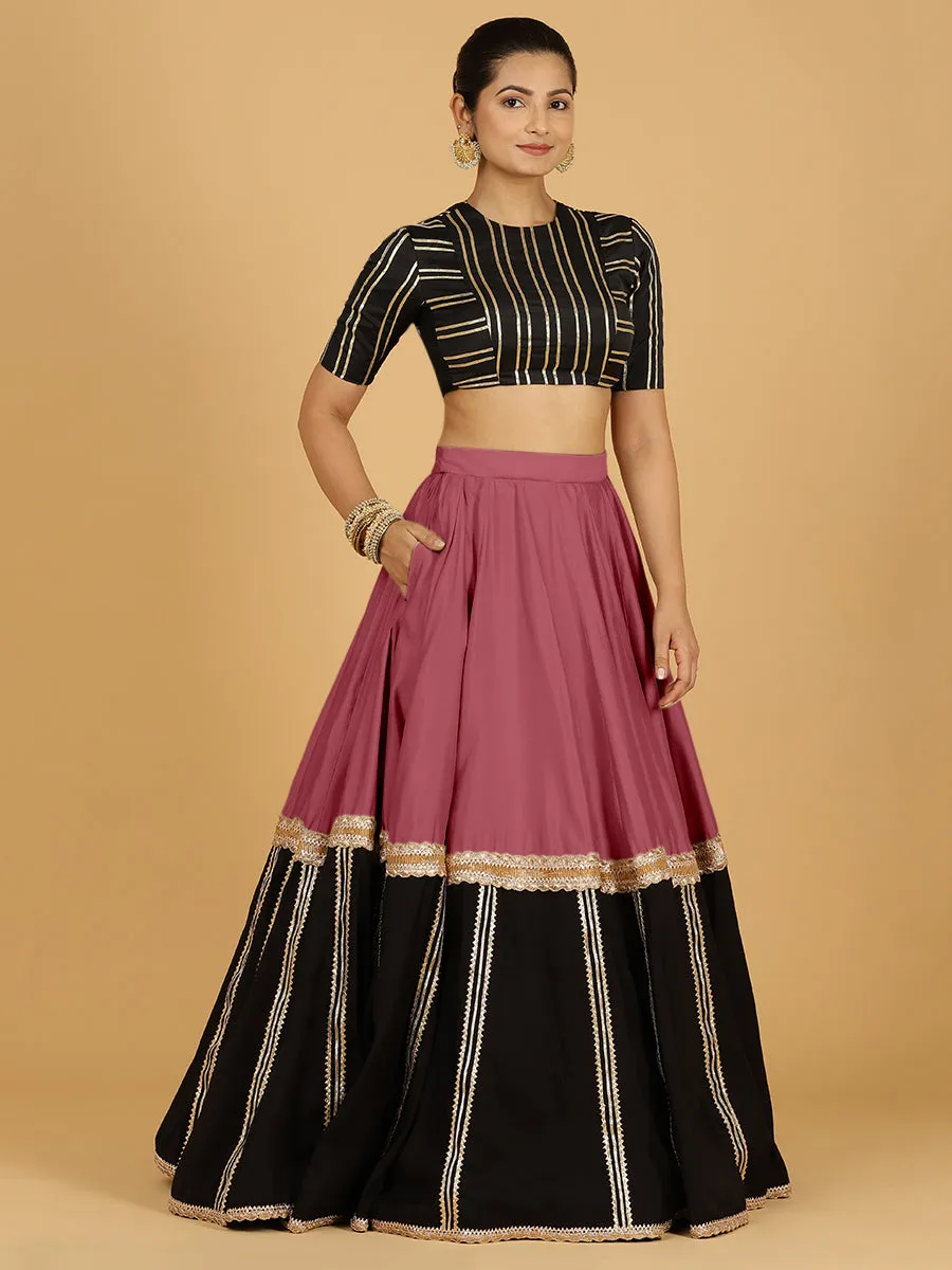 Mastani x Tyohaar | Rose Pink Panelled Lehenga Skirt