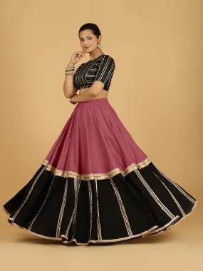 Mastani x Tyohaar | Rose Pink Panelled Lehenga Skirt