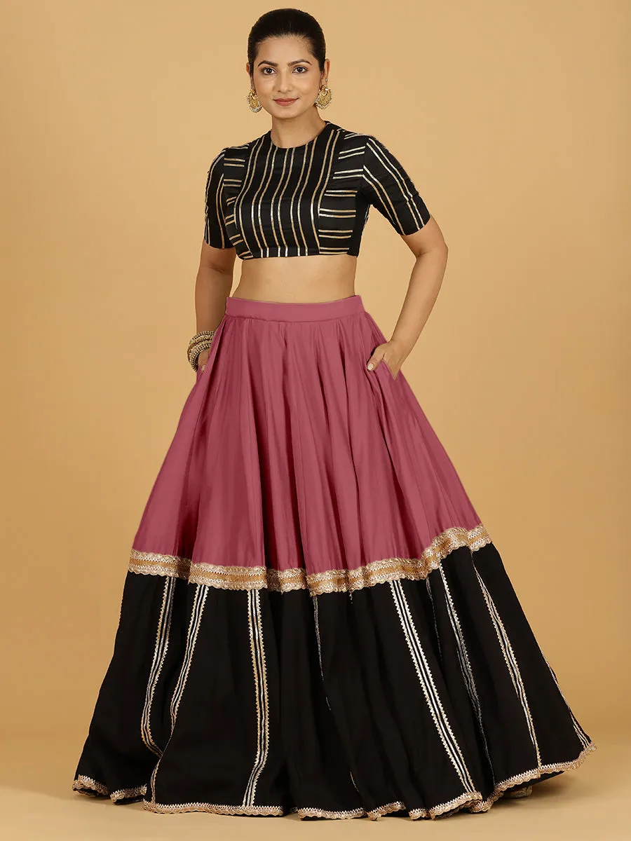 Mastani x Tyohaar | Rose Pink Panelled Lehenga Skirt