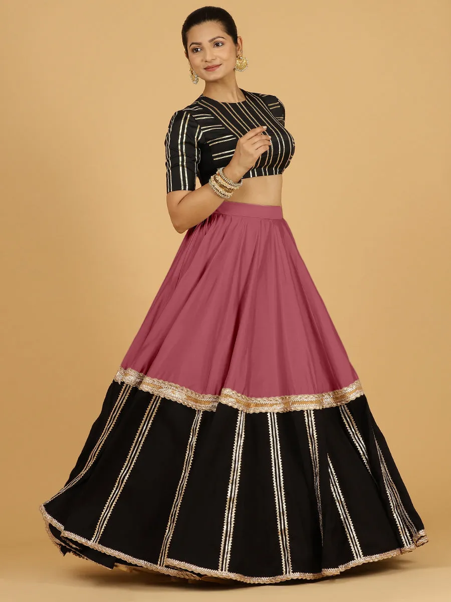 Mastani x Tyohaar | Rose Pink Panelled Lehenga Skirt