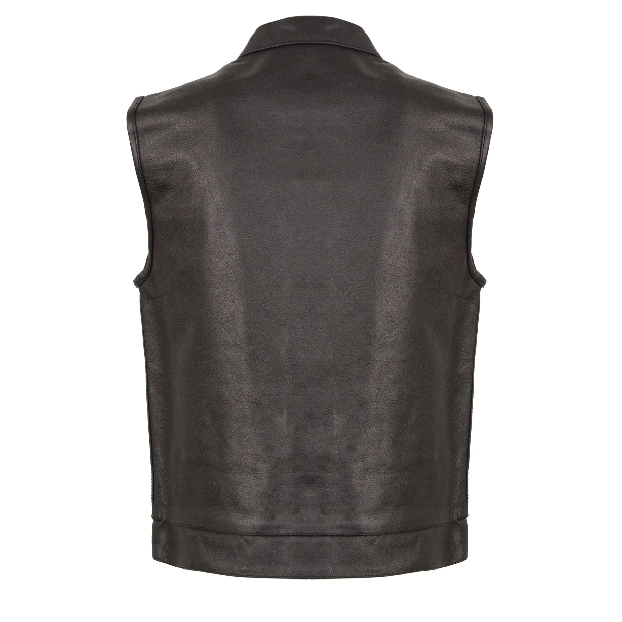 Men’s Black Open Neck Snap/Zip Front Club Style Vest