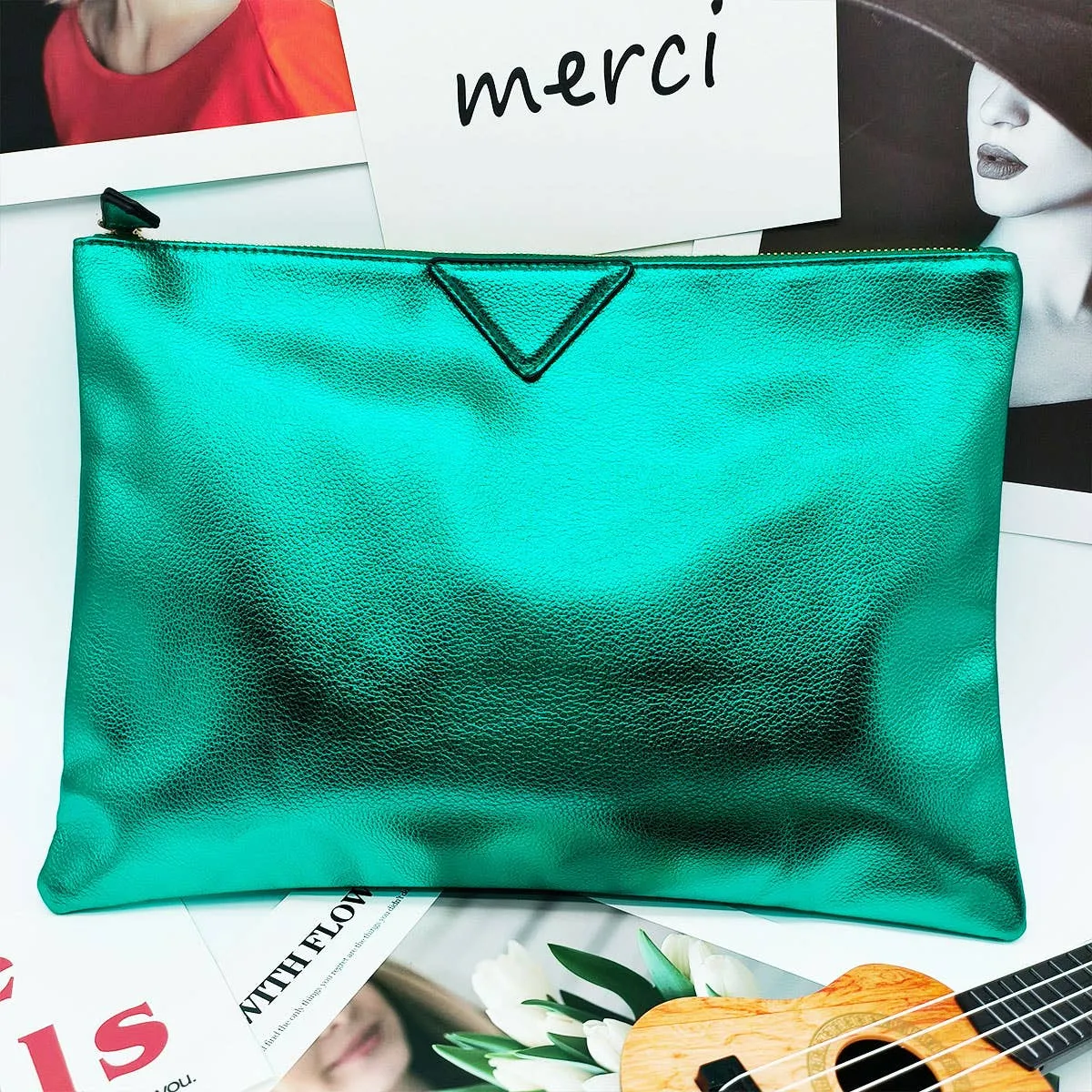 Metallic Oversized Envelope Clutch