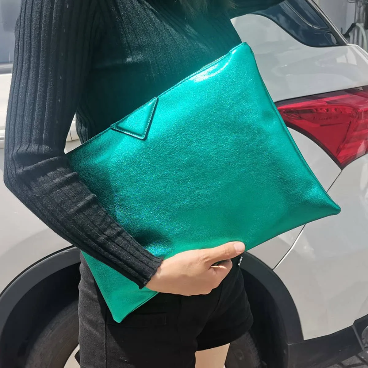 Metallic Oversized Envelope Clutch