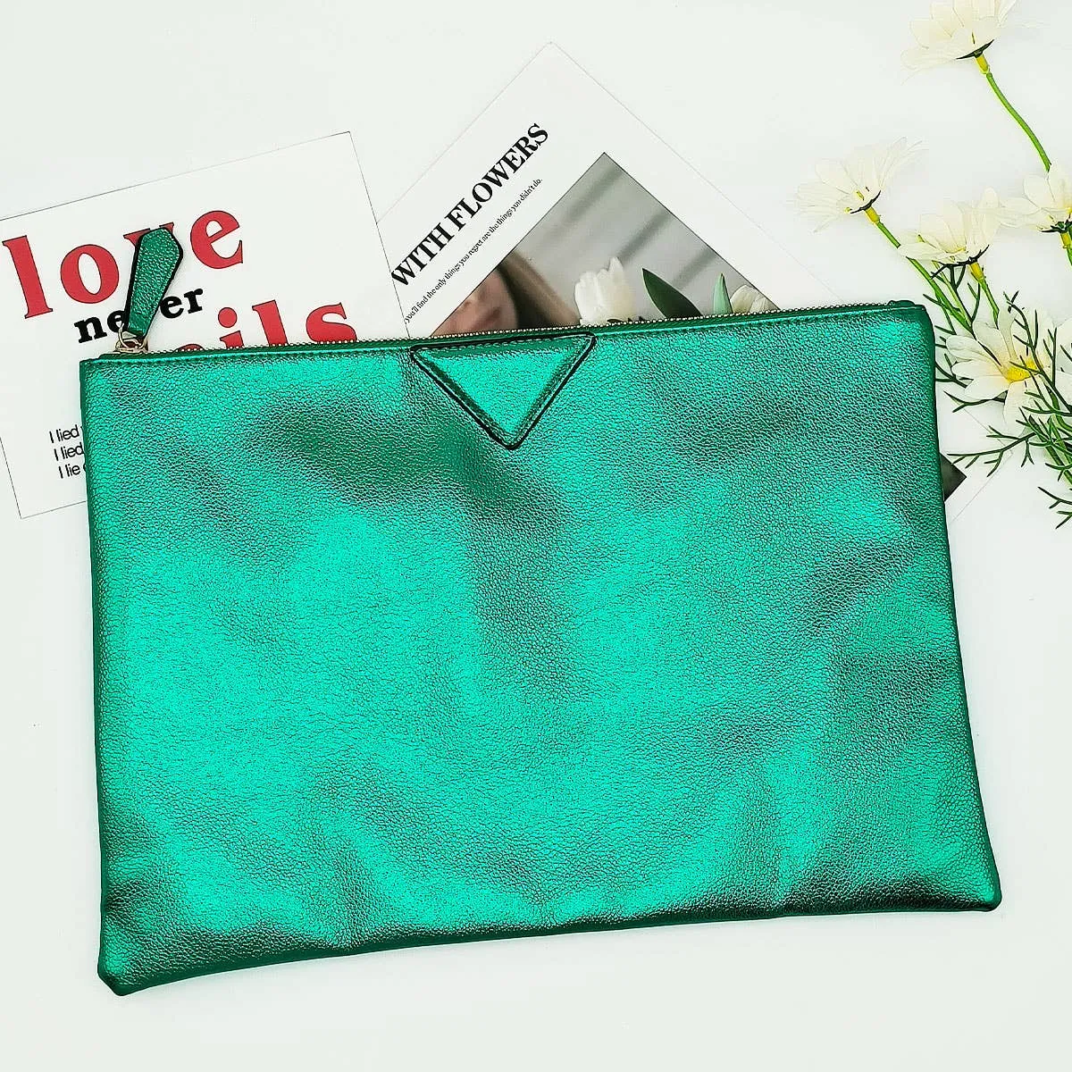 Metallic Oversized Envelope Clutch