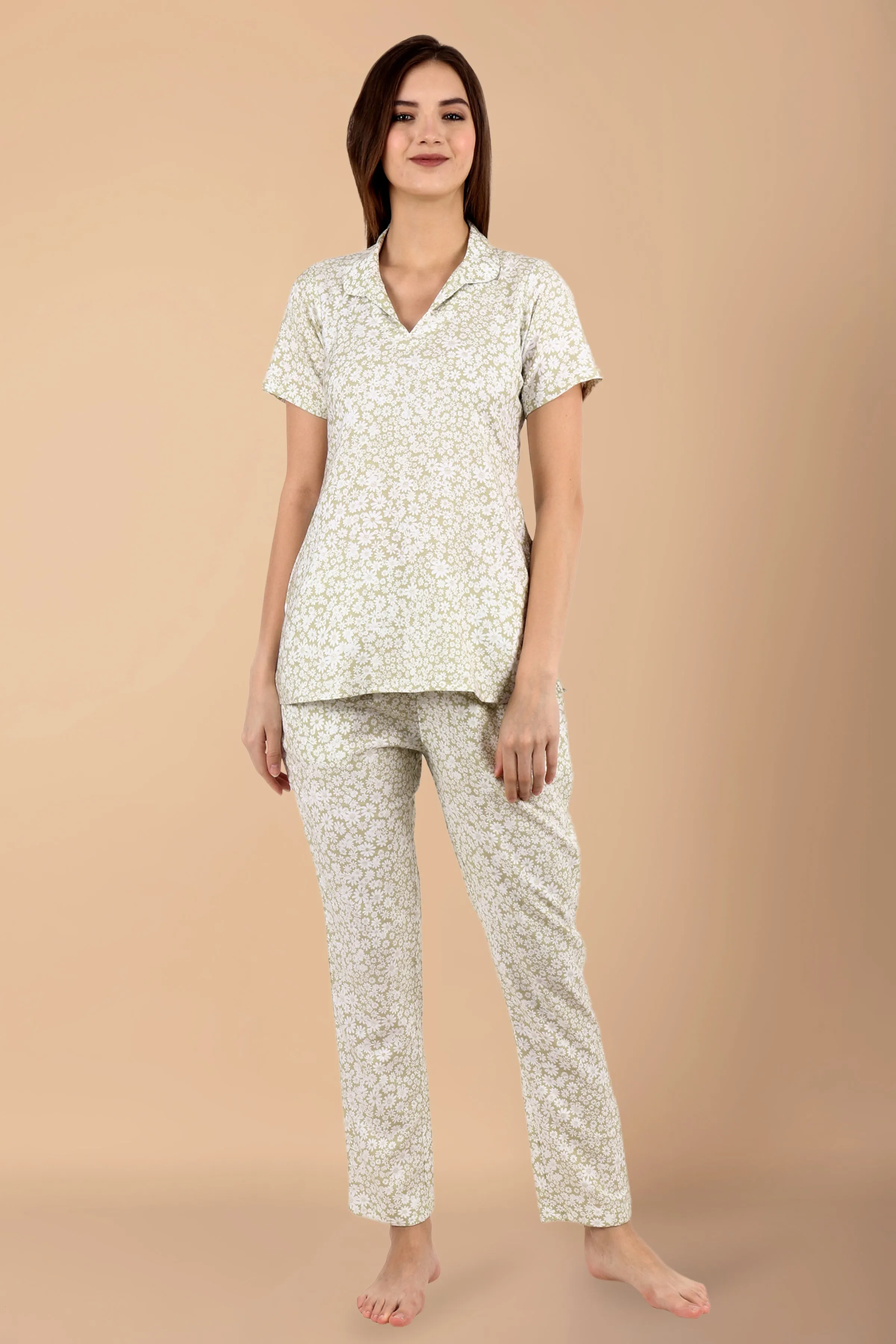 Muted Floral Night Suit