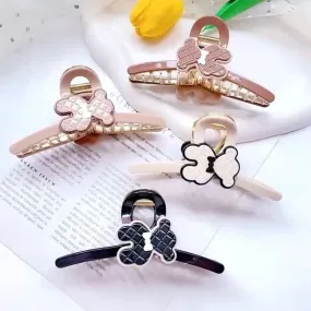 New Curve Ribbon Bear Metal  Large Claw Clips for thick Hair,Retro Hair Clamp,