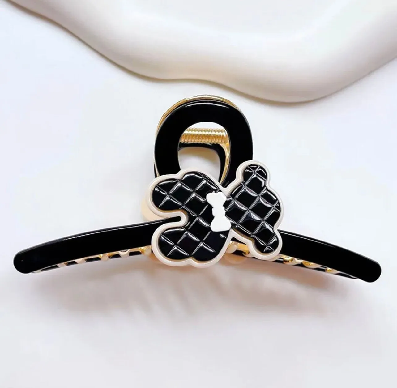 New Curve Ribbon Bear Metal  Large Claw Clips for thick Hair,Retro Hair Clamp,