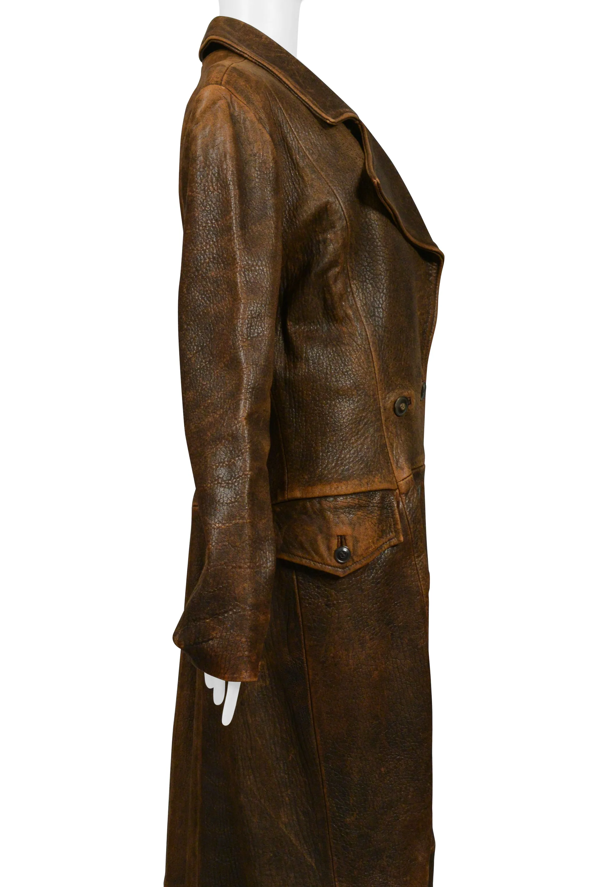 NORTH BEACH DISTRESSED LEATHER AVIATOR MAXI COAT