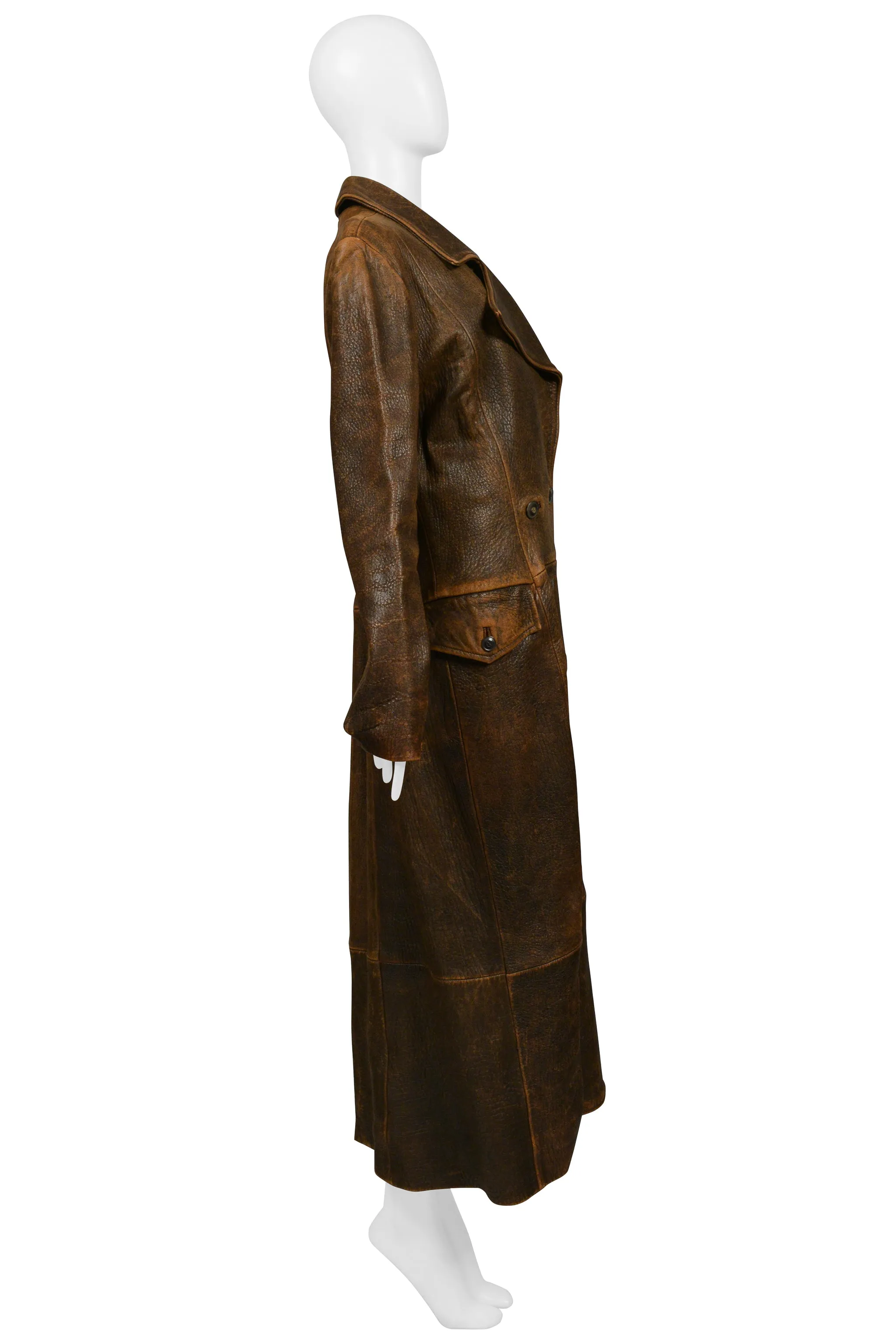 NORTH BEACH DISTRESSED LEATHER AVIATOR MAXI COAT