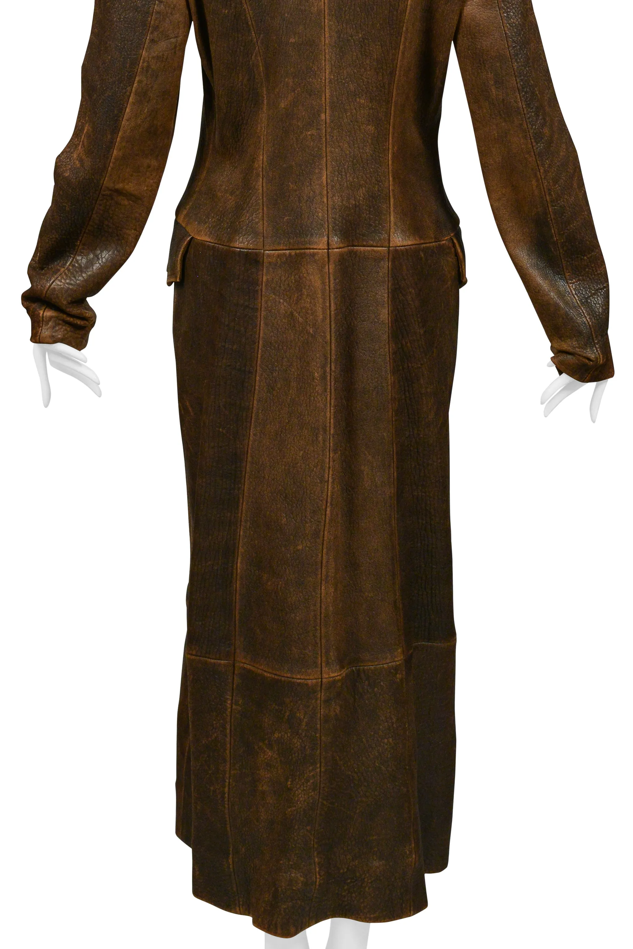 NORTH BEACH DISTRESSED LEATHER AVIATOR MAXI COAT