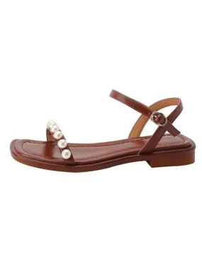 Pearl Square Toe Strap Sandals