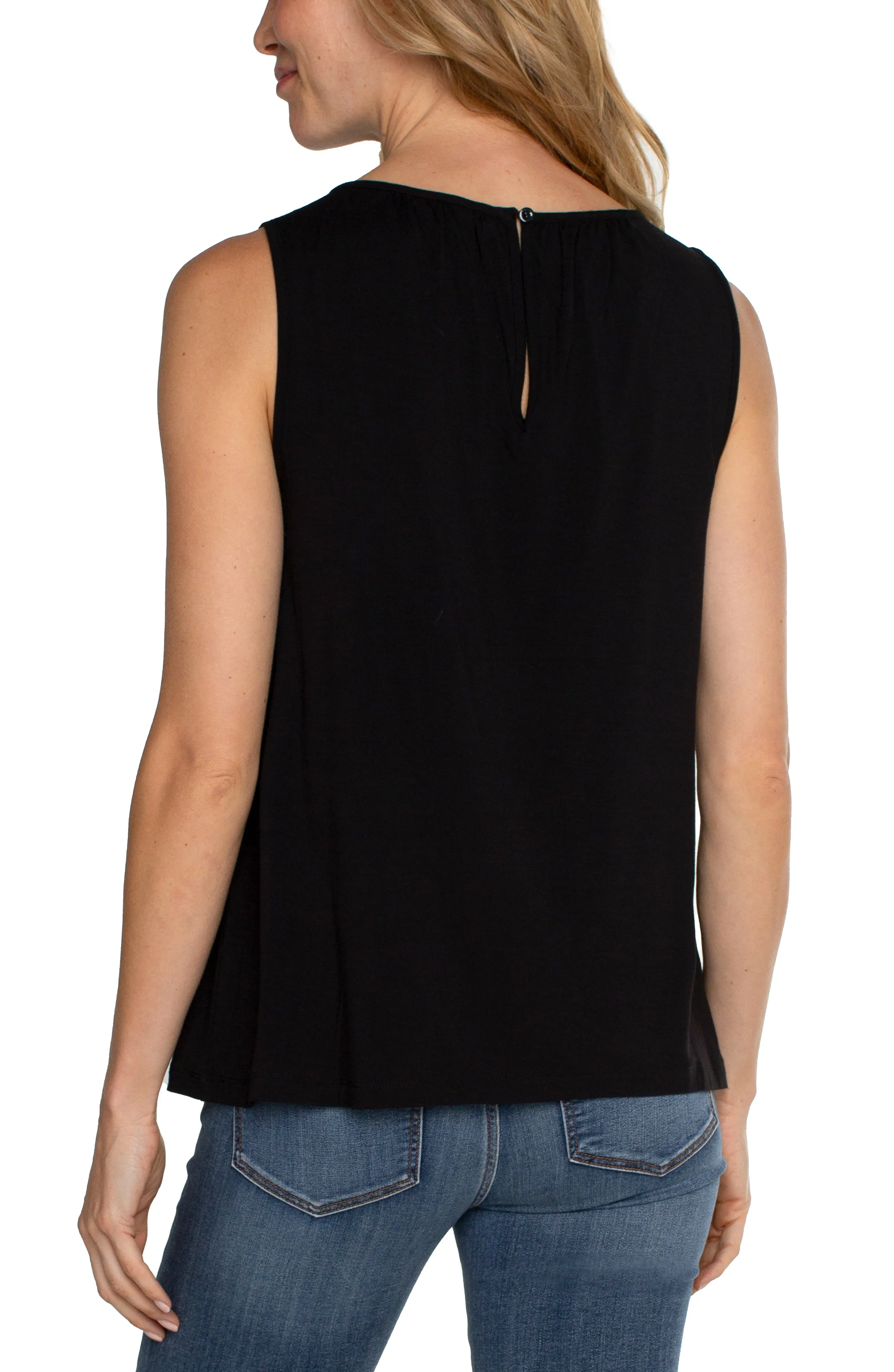 PETITE A-LINE SLEEVELESS KNIT TOP