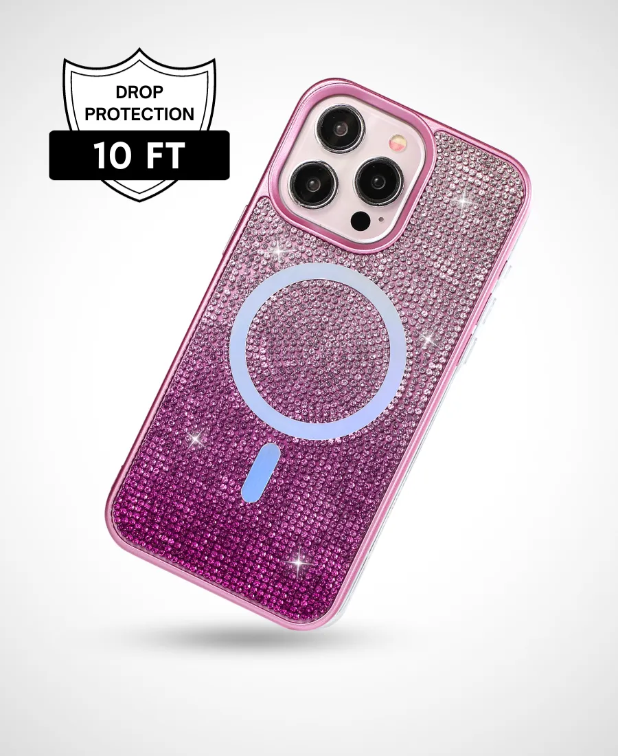 Pink Ombre Crystal Glam MagSafe Phone Case