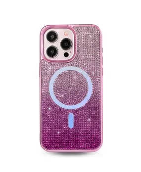 Pink Ombre Crystal Glam MagSafe Phone Case