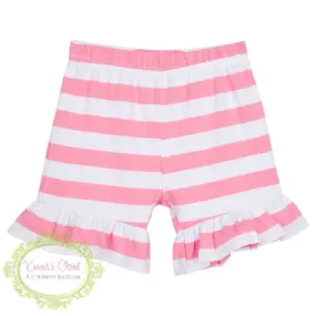 Pink Stripe Knit Ruffle Shorts