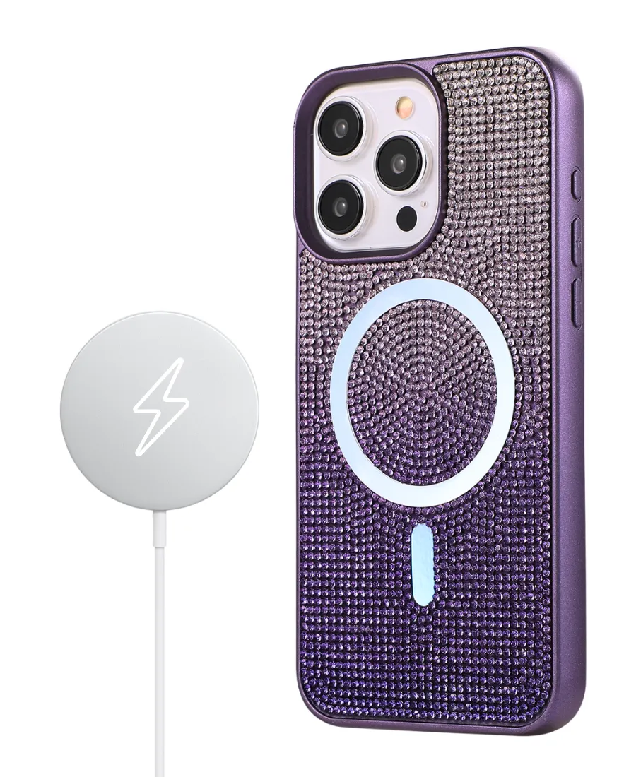 Purple Ombre Crystal Glam MagSafe Phone Case