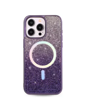 Purple Ombre Crystal Glam MagSafe Phone Case