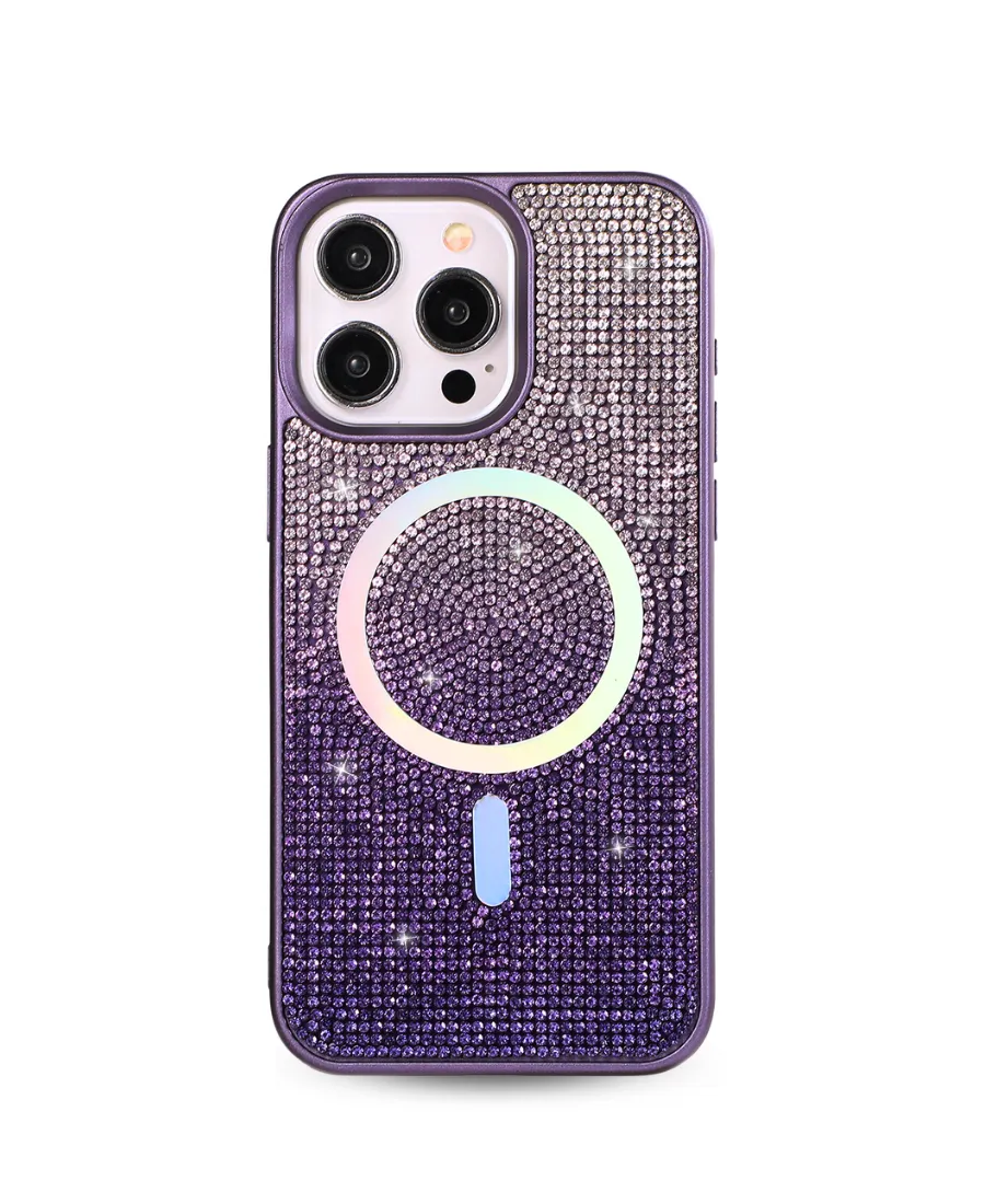 Purple Ombre Crystal Glam MagSafe Phone Case