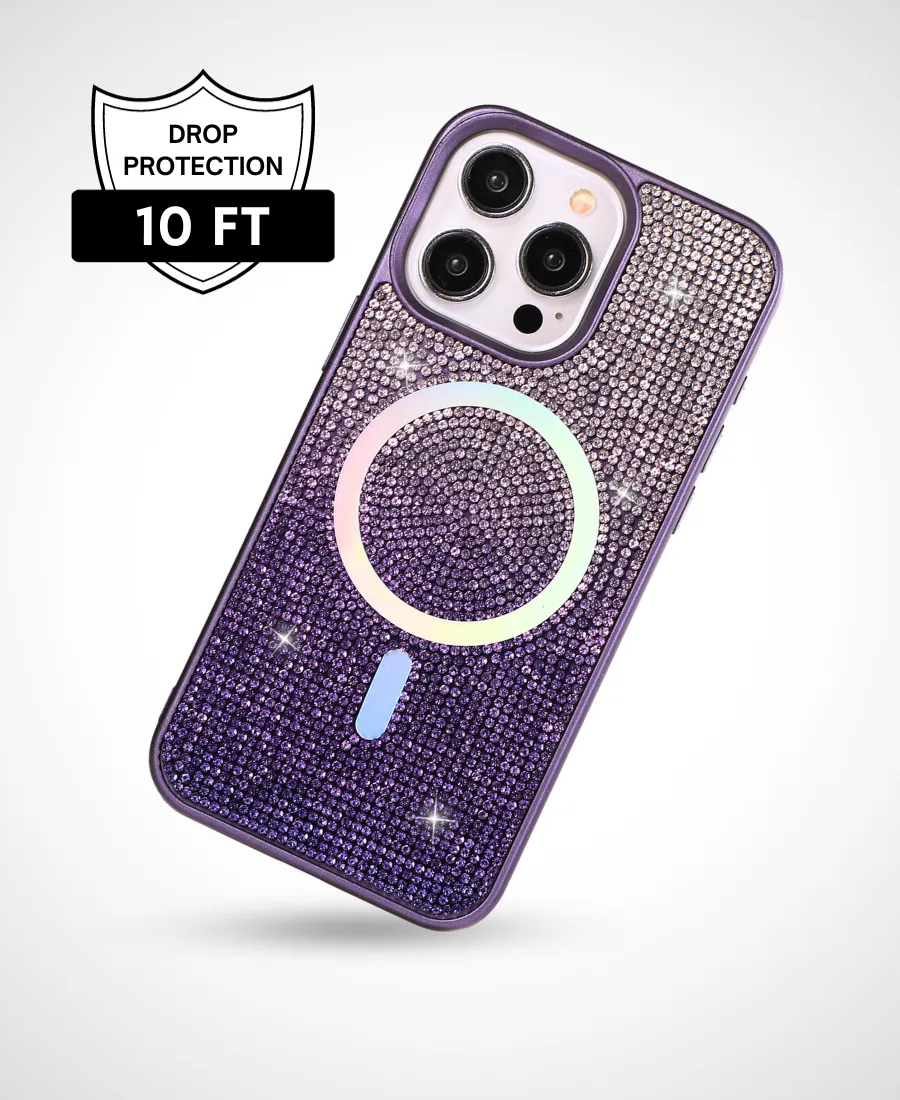 Purple Ombre Crystal Glam MagSafe Phone Case