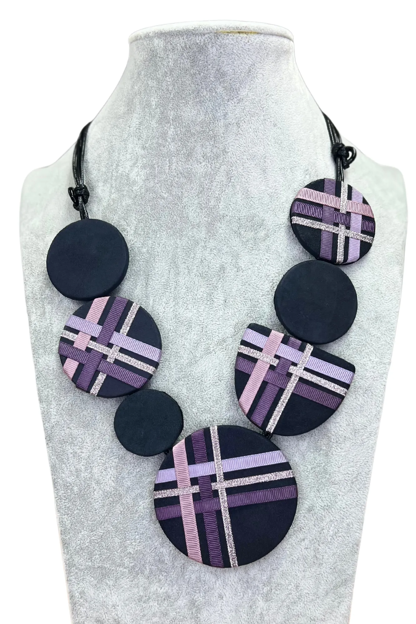 Purple Plaid Design Necklace Alisha D