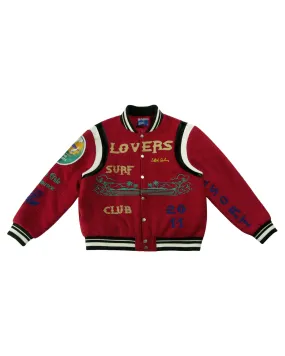 "Lovers" Surf Club Varsity Letterman Jacket (True Red)