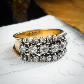 Rare Find! Fantastic Georgian Diamond Triple Band Ring