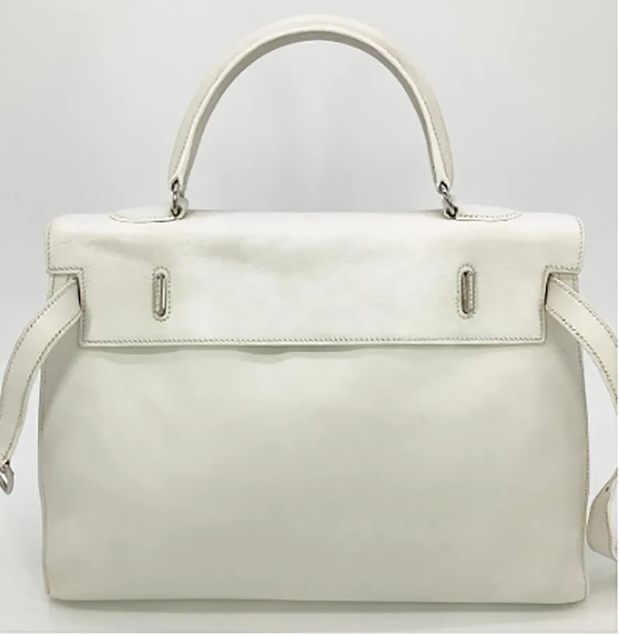 RARE Hermes Kelly Flat 35 White Swift Silver PDH