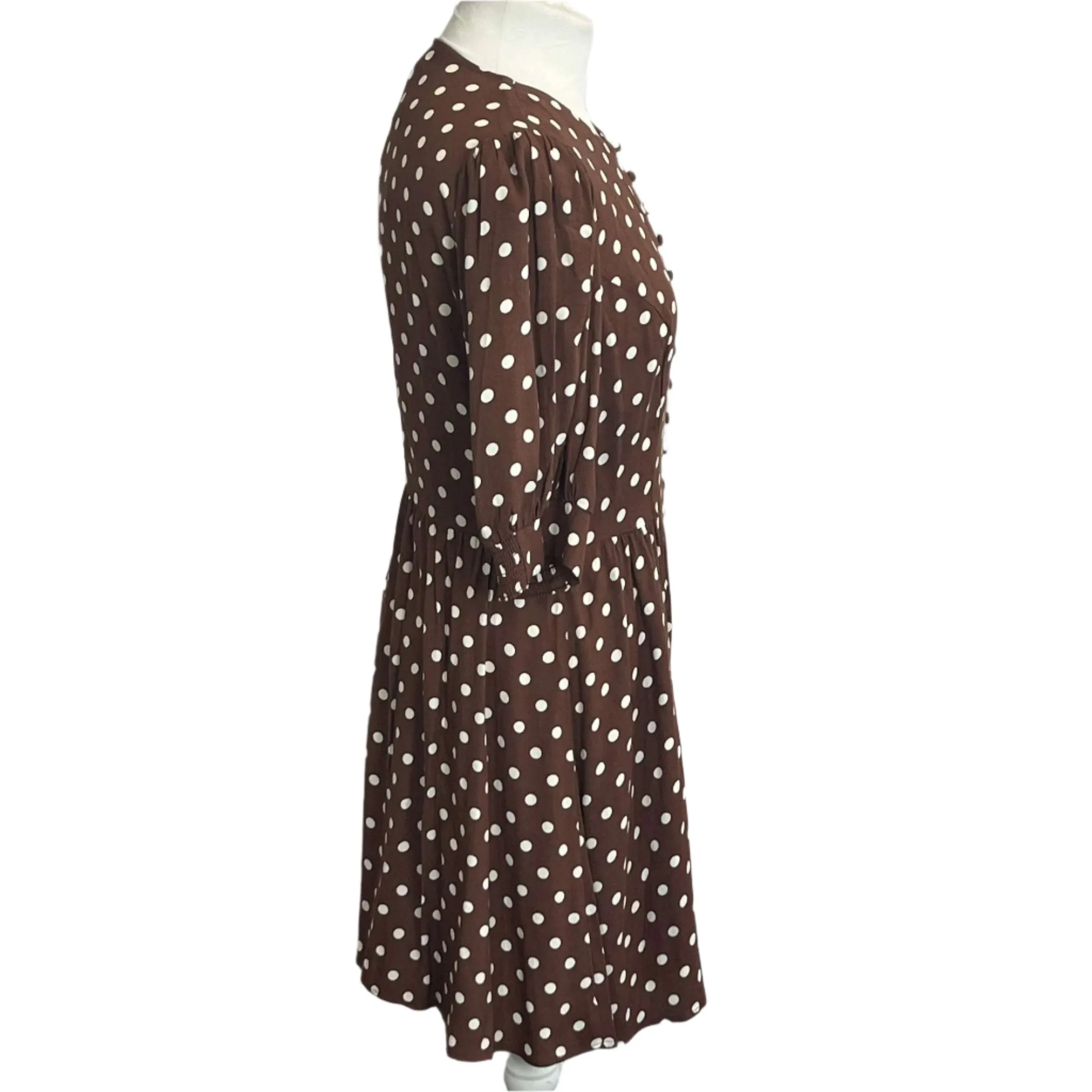 Reformation Brand New Brown Polka Dot Midi Dress M