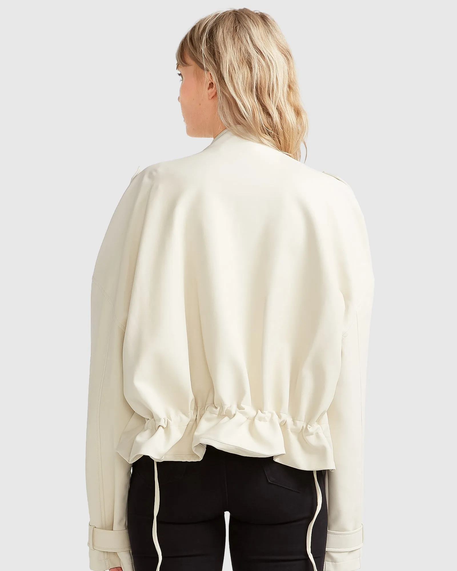 Reload Draped Leather Look Jacket - Cream