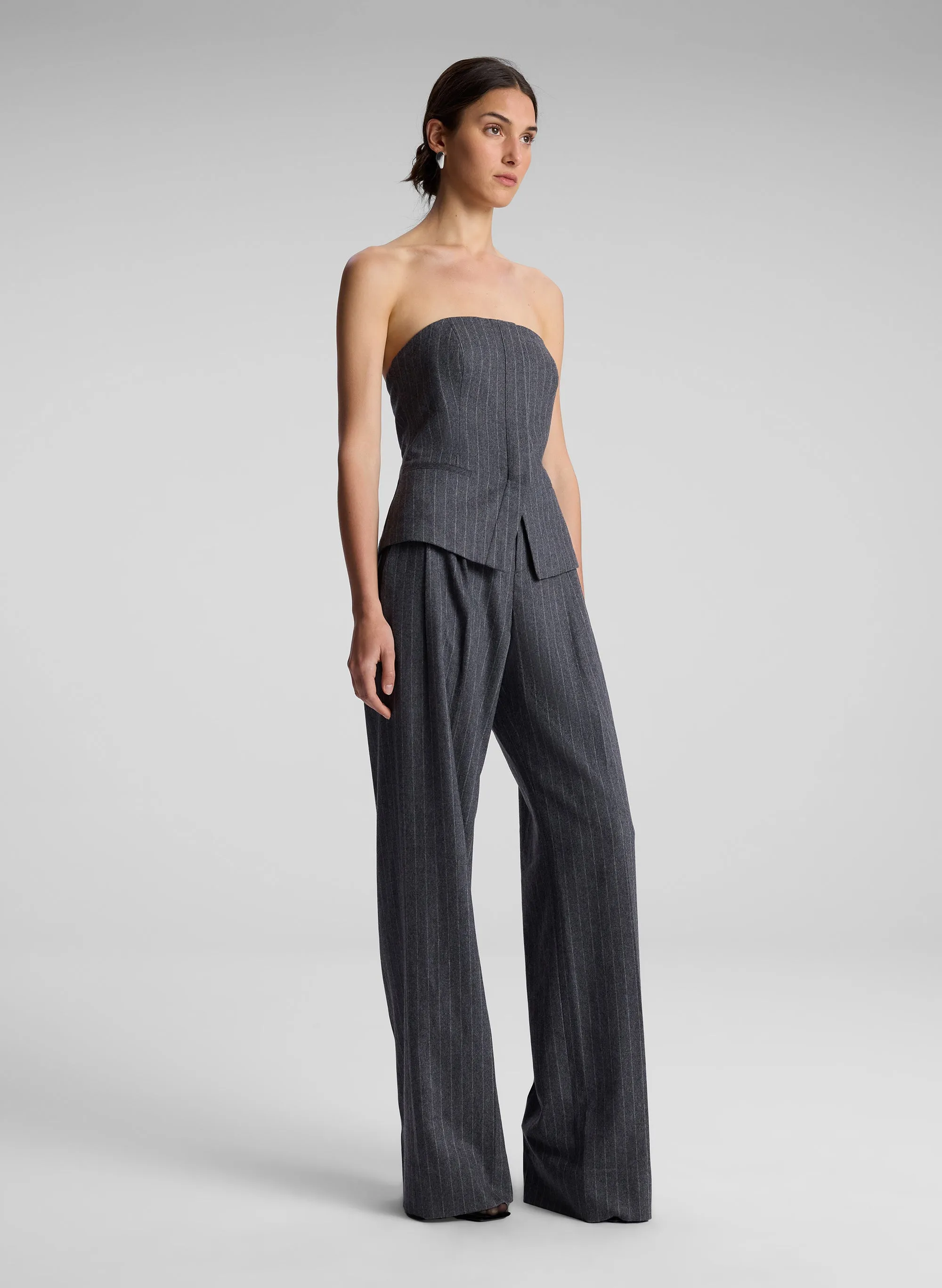 Renee Strapless Wool Cashmere Pinstripe Top